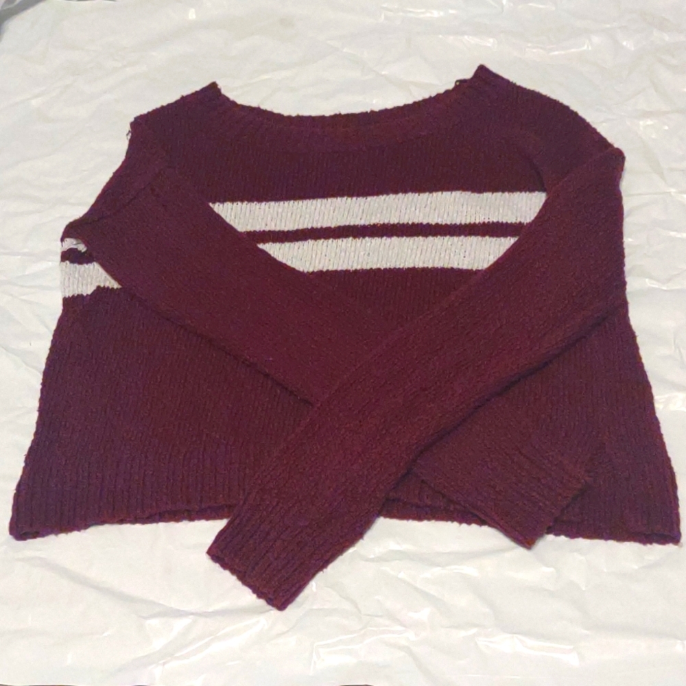 Hollister XS Striped Maroon Sweater